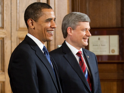 Barack Obama és Stephen Harper Ottawában