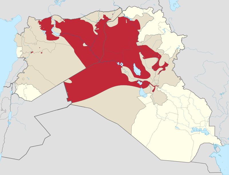 Az Iszlám Állam területe 2014 augusztusában