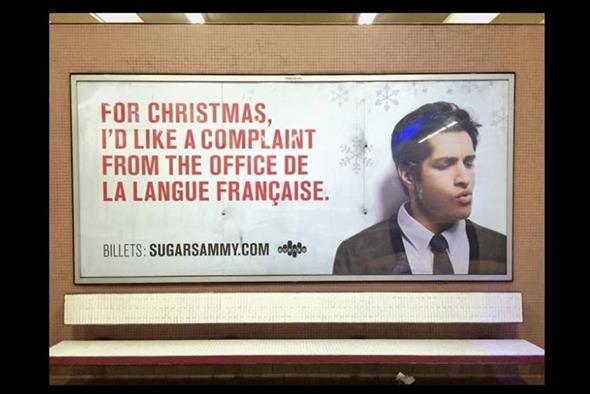 A törvénytelen reklám egy Montreáli metróállomáson.