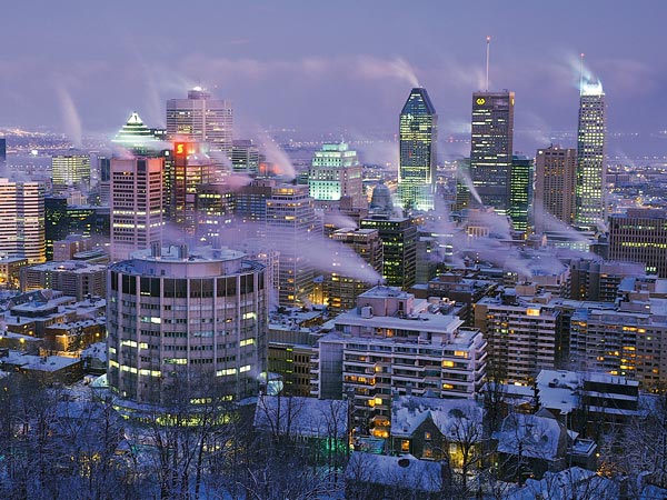 Montreál belvárosa télen, a Mount Royalról nézve. Fotó: National Geographic.