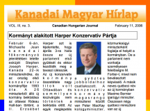 A Kanadai Magyar Hírlap címlapja 2006. februárjából. Kattinton az alábbi linkre, hogy az egész  cikket és PDF lapszámot olvashassa!