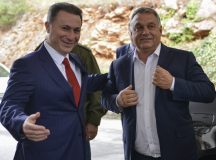 epa06232243 Former Macedonian Prime Minister Nikola Gruevski (L) welcomes Hungarian Prime Minister Viktor Orban (R) in Ohrid, The Former Yugoslav Republic of Macedonia, 28 September 2017. Hungarian  Prime Minister Viktor Orban arrived in Ohrid to meat the leader of  opposition VMRO DPMNE and Former PM  Nikola Gruevski on the start of election campaign for the local election. Macedonia will vote for the local election on 15 October 2017.  EPA-EFE/ALEKSANDAR KOVACEVSKI